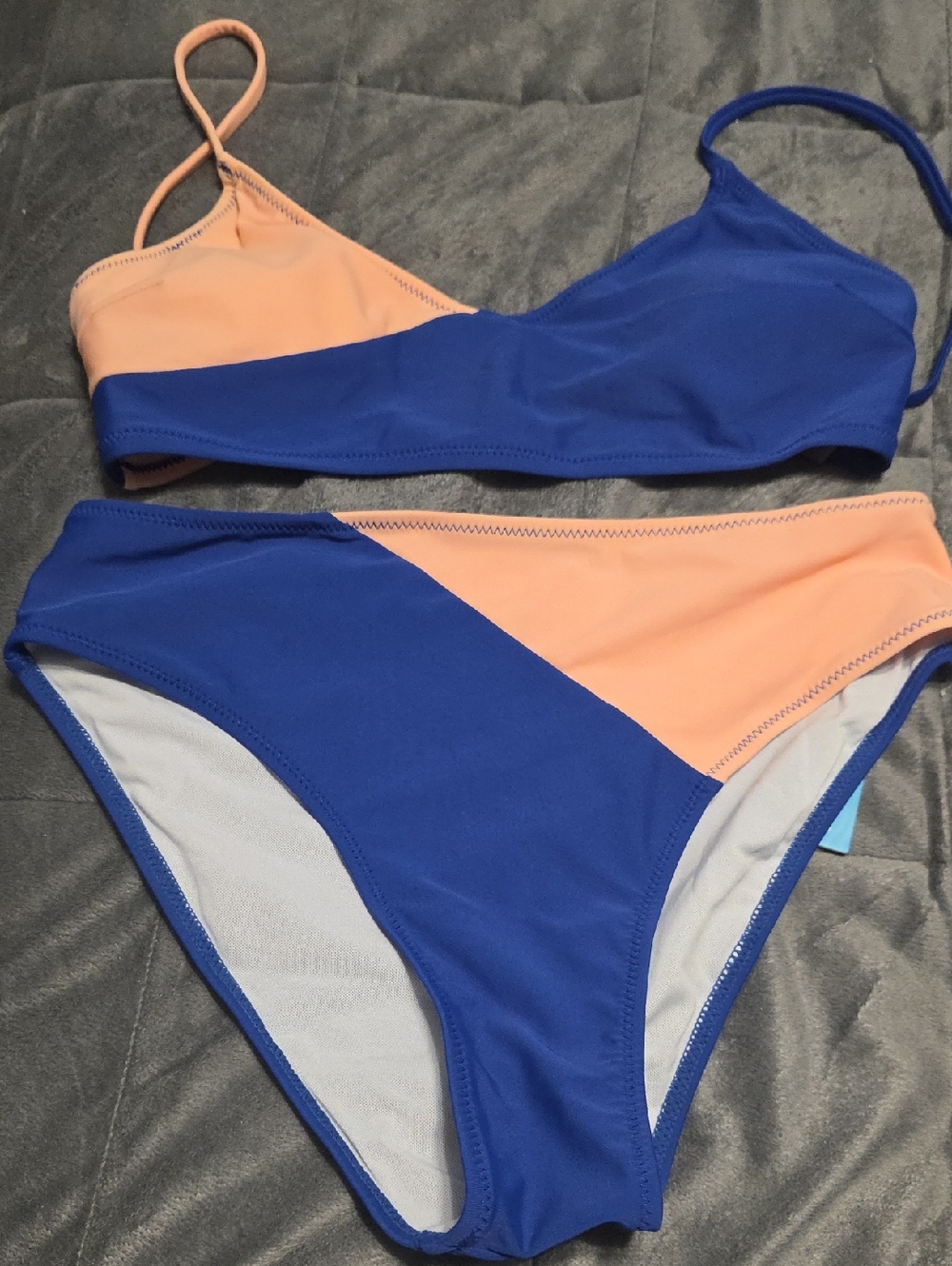 Colorblock Blue and Peach Women's Bikini - Brand